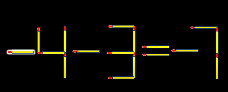 Thử tài IQ: Di chuyển một que diêm để 4+3=-7 thành phép tính đúng- Ảnh 2.
