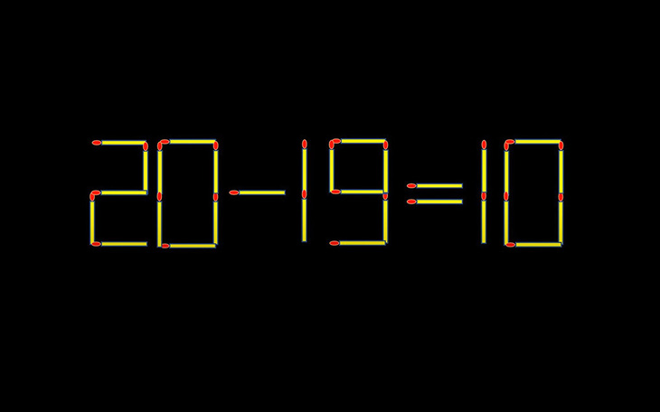 Thử tài IQ: Di chuyển một que diêm để 20-19=10 thành phép tính đúng