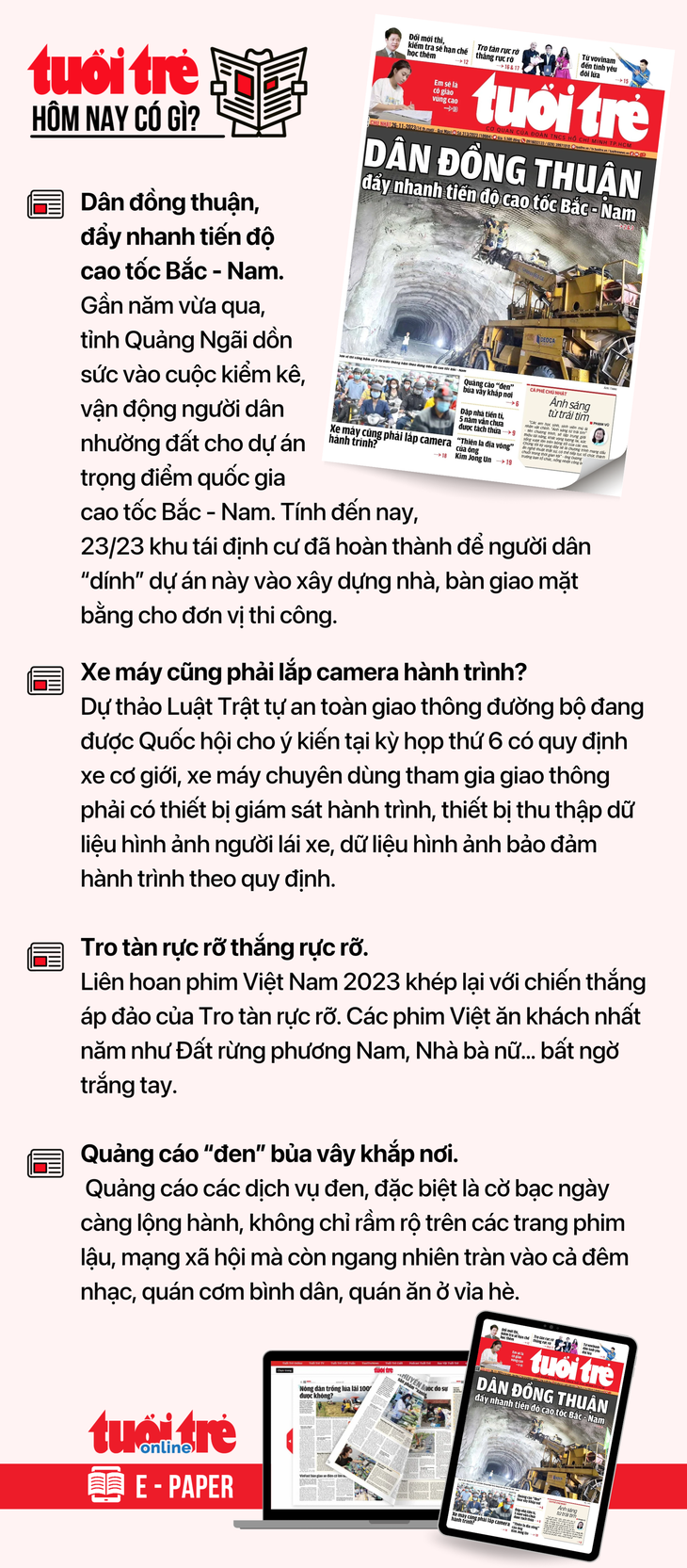 Tin tức chính trên Tuổi Trẻ nhật báo hôm nay 26-11. Để đọc Tuổi Trẻ báo in phiên bản E-paper, mời bạn đăng ký Tuổi Trẻ Sao TẠI ĐÂY