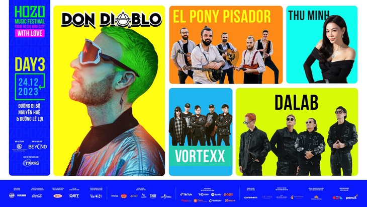 DJ hàng đầu thế giới Don Diablo (headliner), nhóm nhạc El Pony Pisador, nhóm nhạc Vortexx và ca sĩ Thu Minh, nhóm nhạc Da LAB là line-up nghệ sĩ của đêm diễn cuối cùng tại HOZO Super Fest ngày 24-12.