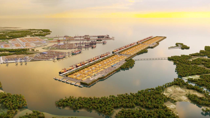 Phối cảnh siêu cảng trung chuyển quốc tế Cần Giờ với mức đầu tư hơn 5,45 tỉ USD - Nguồn: Porcoast