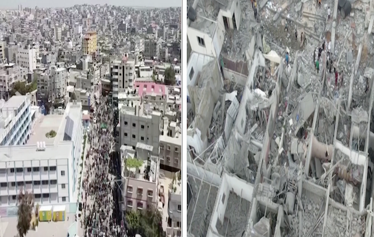Hình ảnh tương phản ở Dải Gaza trước và sau ngày bùng nổ xung đột Israel và Hamas - Ảnh cắt từ clip của Reuters
