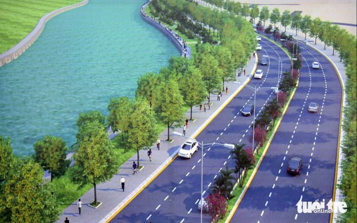 Phối cảnh dự án đường ven sông Đồng Nai và dự án công viên, kè bờ sông với tổng vốn gần 2.000 tỉ đồng. Trong đó, dự án đường ven sông có tổng vốn gần 1.300 tỉ đồng - Ảnh: A LỘC