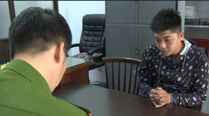 Nguyễn Thanh Cường tại cơ quan công an - Ảnh: Công an cung cấp