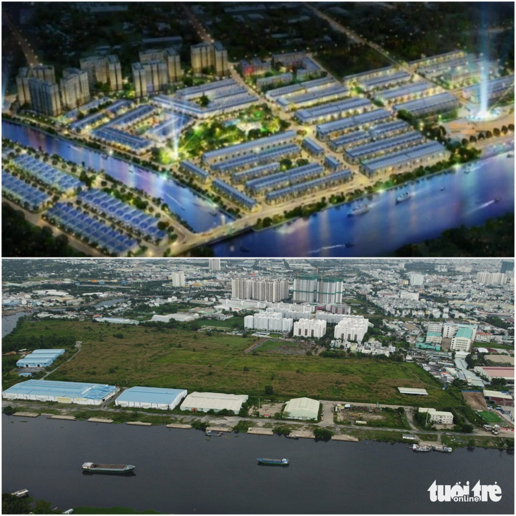 Không còn dự án thương mại lung linh tên &quot;Harbor City&quot;, cảng Phú Định hiện tại cũ kỹ, xuống cấp bên cạnh đất trống mênh mông - Ảnh: NGỌC KHẢI