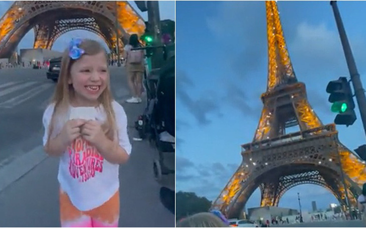 Bé gái sung sướng vì tưởng mình có "siêu năng lực" thắp sáng tháp Eiffel