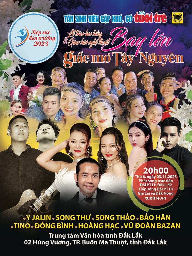 Poster chương trình trao học bổng Tiếp sức đến trường với nhiều ca sĩ, nghệ sĩ tham gia - Ảnh: BTC