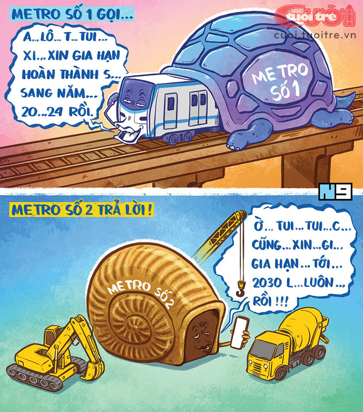 Metro rùa gọi, metro sên trả lời - Tranh: Hải Nam 