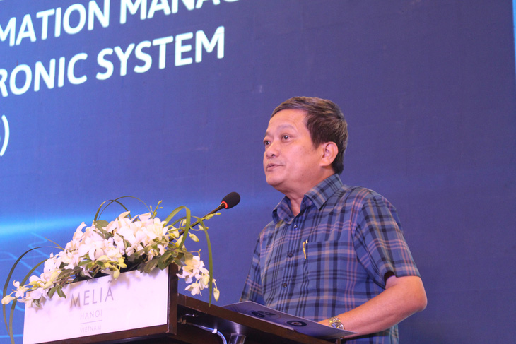 Ông Đinh Văn Lượng, giám đốc Bệnh viện Phổi trung ương phát biểu tại sự kiện ra mắt hệ thống giám sát và quản lý thông tin bệnh lao phiên bản nâng cấp (VITIMES) - Ảnh: DƯƠNG LIỄU