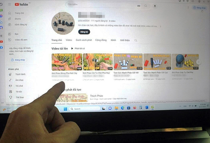 Một kênh YouTube gần đây liên tục đăng tải nội dung đốt pháo chế  - Ảnh: K.N.