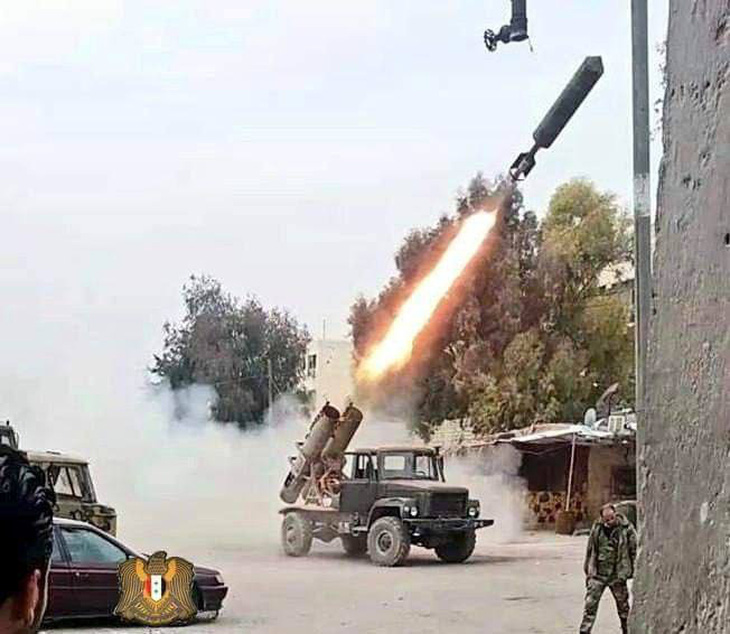 Rocket Burkan được sử dụng trong một hoạt động quân sự ở Syria - Ảnh: Defence Security Asia