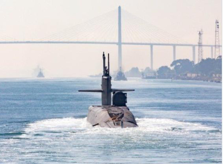 Ngày 5-11-2023, một tàu ngầm lớp Ohio đã đến khu vực chịu trách nhiệm của Bộ Tư lệnh Mỹ ở Địa Trung Hải - Ảnh: U.S. CENTRAL COMMAND