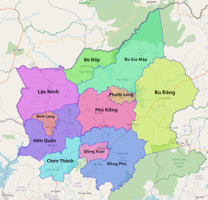 Đến năm 2030, tỉnh Bình Phước cơ bản còn chín đơn vị hành chính cấp huyện - Ảnh: M.M