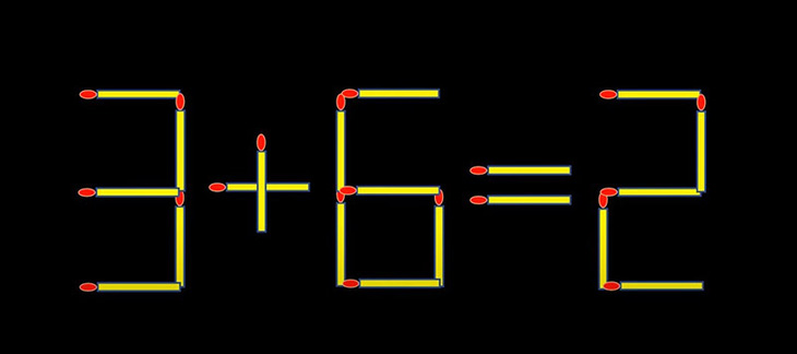 Thử tài IQ: Di chuyển một que diêm để 3+6=2 thành phép tính đúng - Ảnh 1.