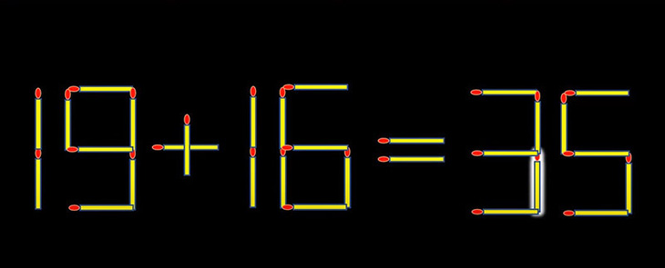 Thử tài IQ: Di chuyển một que diêm để 19+16=25 thành phép tính đúng - Ảnh 1.