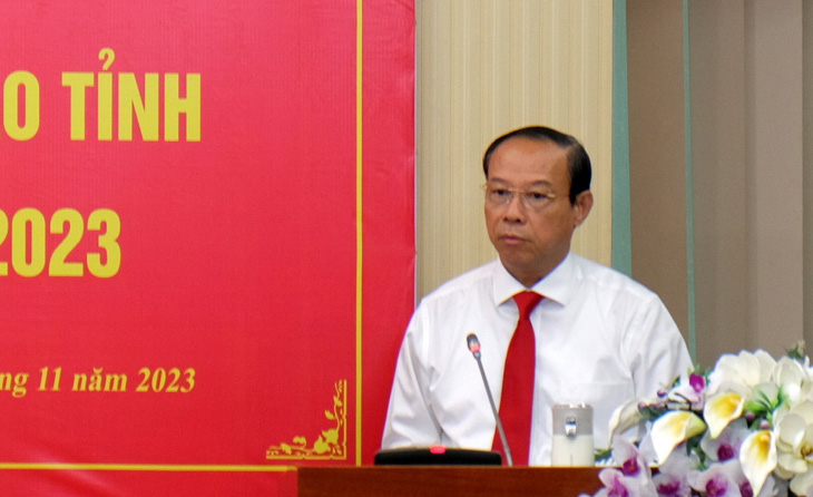 Ông Nguyễn Văn Thọ- chủ tịch UBND tỉnh Bà Rịa- Vũng Tàu tại buổi gặp gỡ, đối thoại với doanh nghiệp, nhà đầu tư trên địa bàn - Ảnh: ĐÔNG HÀ 