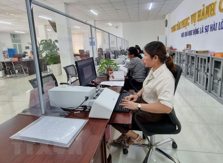 Hoạt động tại Trung tâm hành chính công tỉnh Ninh Thuận - Ảnh: TTXVN