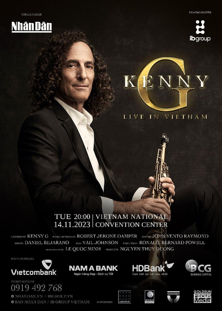 Nghệ sĩ saxophone nổi tiếng Kenny G sẽ biểu diễn tại Việt Nam vào ngày 14-11