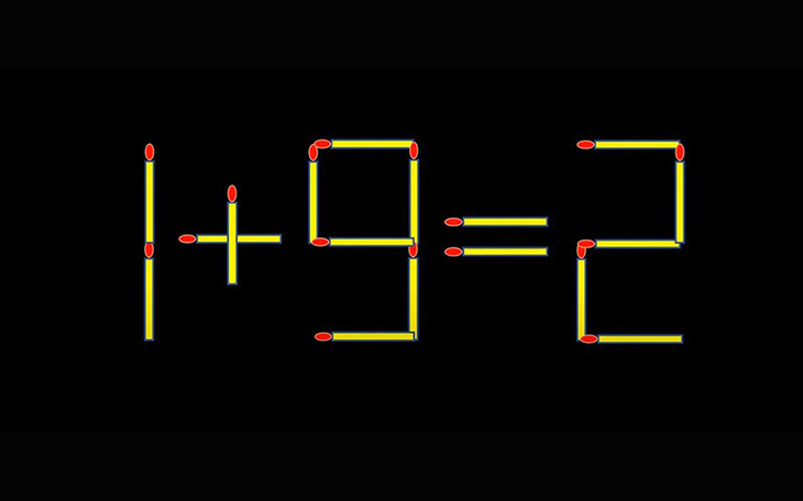 Thử tài IQ: Di chuyển một que diêm để 1+9=2 thành phép tính đúng