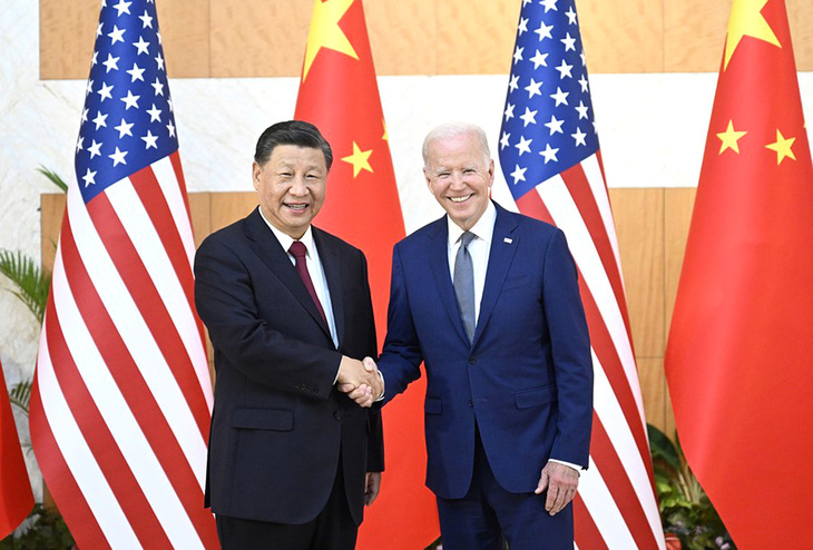 Chủ tịch Trung Quốc Tập Cận Bình gặp Tổng thống Mỹ Joe Biden ở Bali (Indonesia) vào ngày 14-11-2022 - Ảnh: Tân Hoa xã