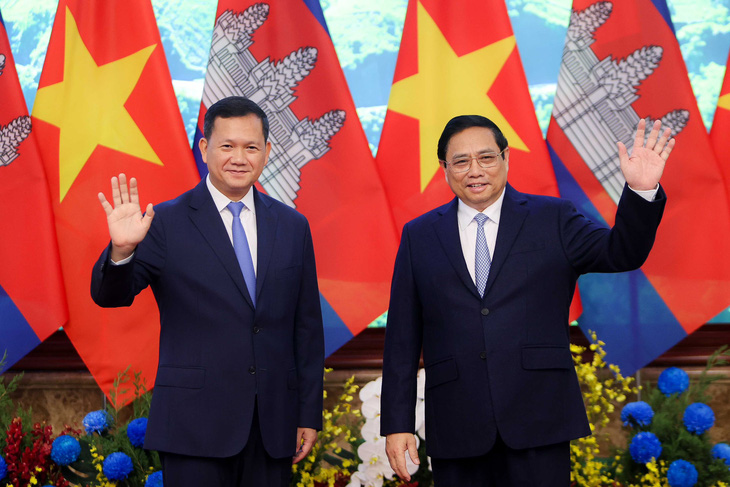 Thủ tướng Phạm Minh Chính và Thủ tướng Campuchia Hun Manet - Ảnh: NGUYỄN KHÁNH