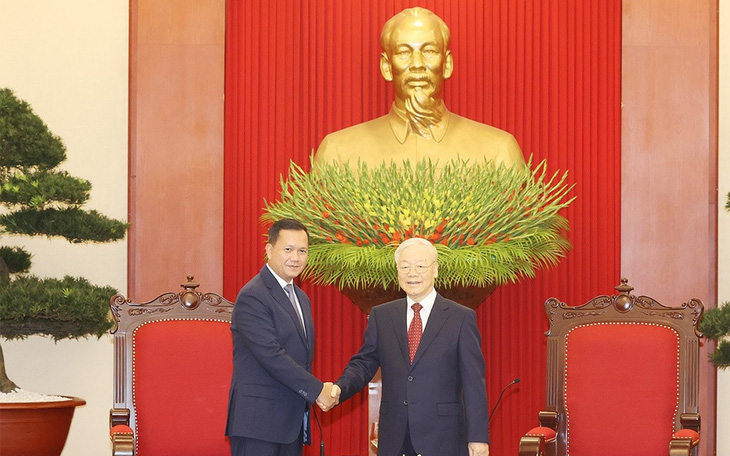 Tổng bí thư Nguyễn Phú Trọng tiếp Thủ tướng Campuchia Hun Manet