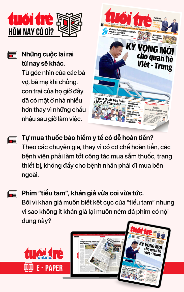 Tin tức chính trên Tuổi Trẻ nhật báo hôm nay 12-12. Để đọc Tuổi Trẻ báo in phiên bản E-paper, mời bạn đăng ký Tuổi Trẻ Sao TẠI ĐÂY