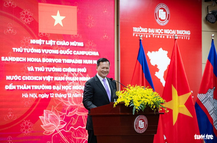 Thủ tướng Hun Manet đồng tình với những ý kiến của Thủ tướng Phạm Minh Chính về quan hệ Việt Nam - Campuchia, khẳng định hai nước cần tiếp tục vun đắp và làm tốt đẹp hơn nữa quan hệ song phương - Ảnh: NAM TRẦN