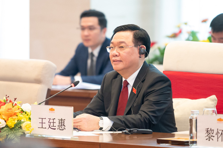 Chủ tịch Quốc hội Vương Đình Huệ phát biểu tại cuộc hội kiến - Ảnh: Quochoi.vn