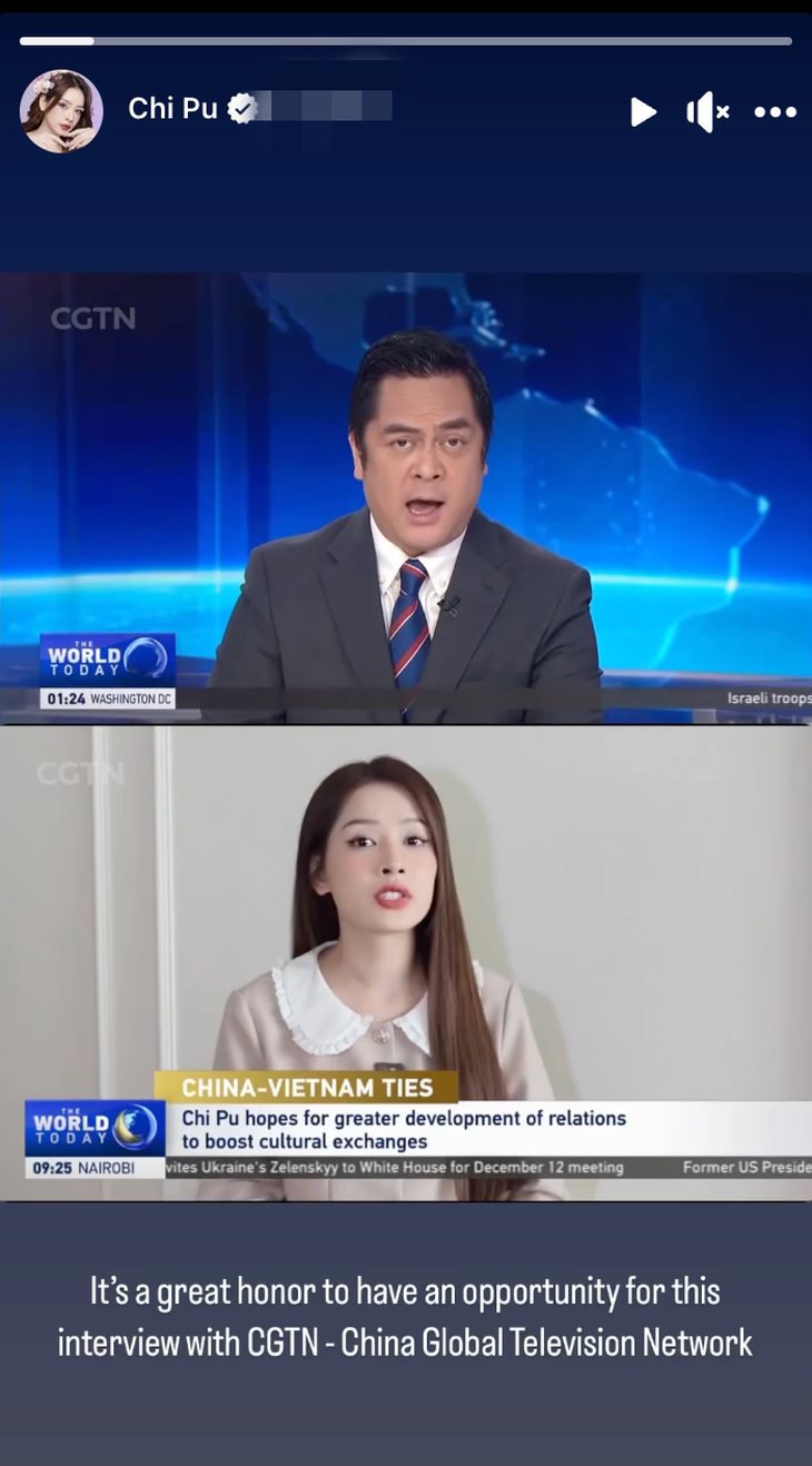 Chi Pu chia sẻ lại khoảnh khắc trả lời phỏng vấn trên truyền hình Trung Quốc với tư cách nghệ sĩ Việt Nam hoạt động tại Cbiz