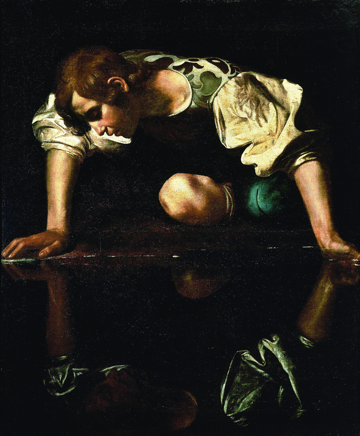 Narcissus. Tranh: Caravaggio (1594-96)