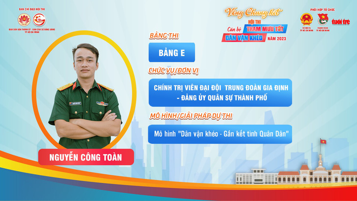 Thí sinh Nguyễn Công Toàn (bảng E), chính trị viên đại đội Trung đoàn Gia Định - Đảng ủy Quân sự thành phố