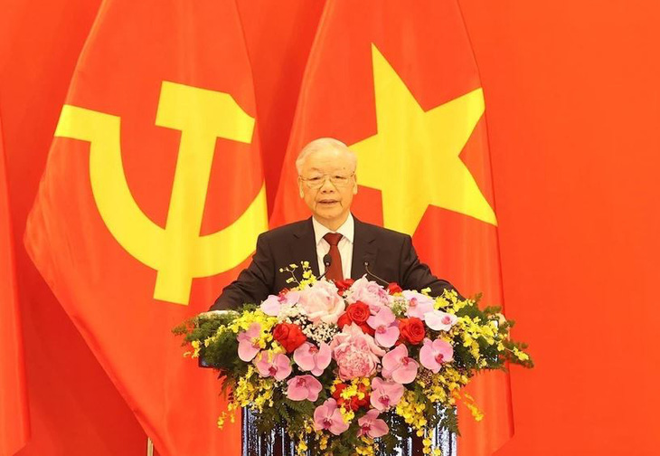 Tổng bí thư Nguyễn Phú Trọng phát biểu tại buổi gặp gỡ - Ảnh: TTXVN