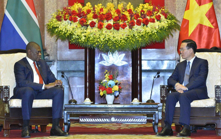 Chủ tịch nước Võ Văn Thưởng đã chuyển lời mời Tổng thống Nam Phi Cyril Ramaphosa thăm Việt Nam vào thời gian thích hợp - Ảnh: TTXVN