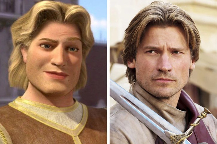 Nhân vật Bạch Mã Hoàng Tử trong phim Shrek và nhân vật Jaime Lannister trong phim Game of Thrones.