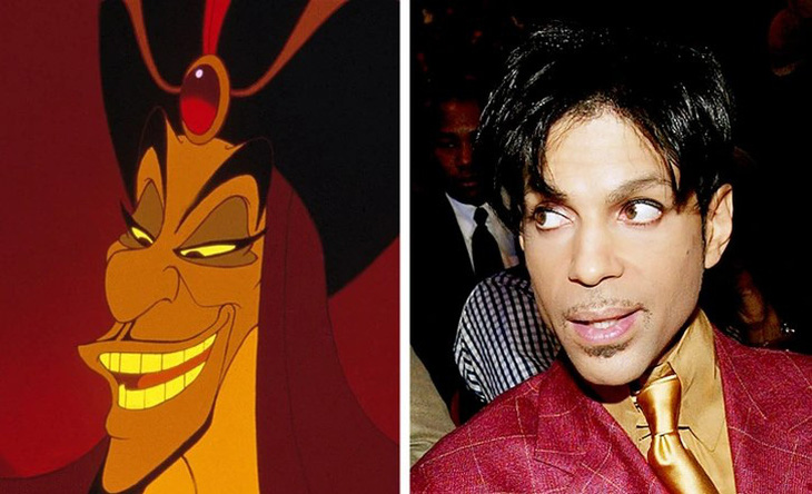 Nhân vật Jafar trong phim Aladdin và ca sĩ Prince. 