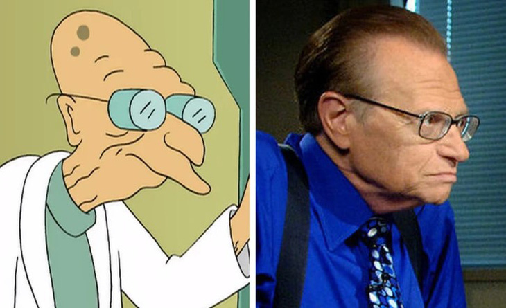 Nhân vật Giáo sư Farnsworth trong phim Futurama và người dẫn chương trình truyền hình Larry King. 