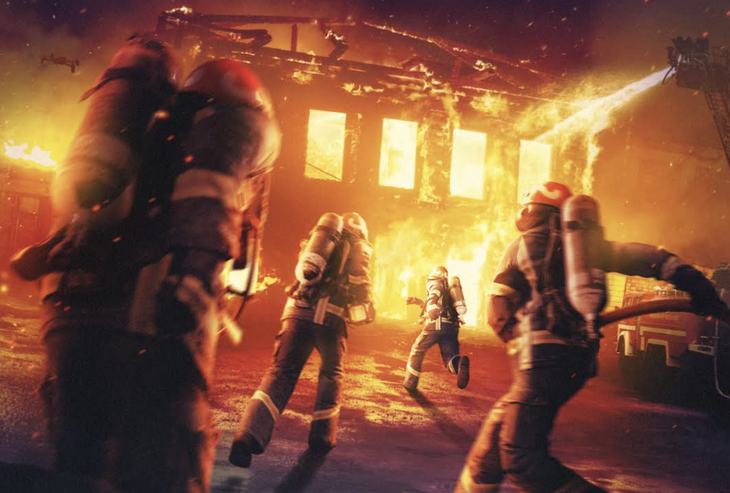 Hình ảnh trên poster phim khắc họa sự gian khổ của những người lính cứu hỏa - Ảnh: ĐPCC