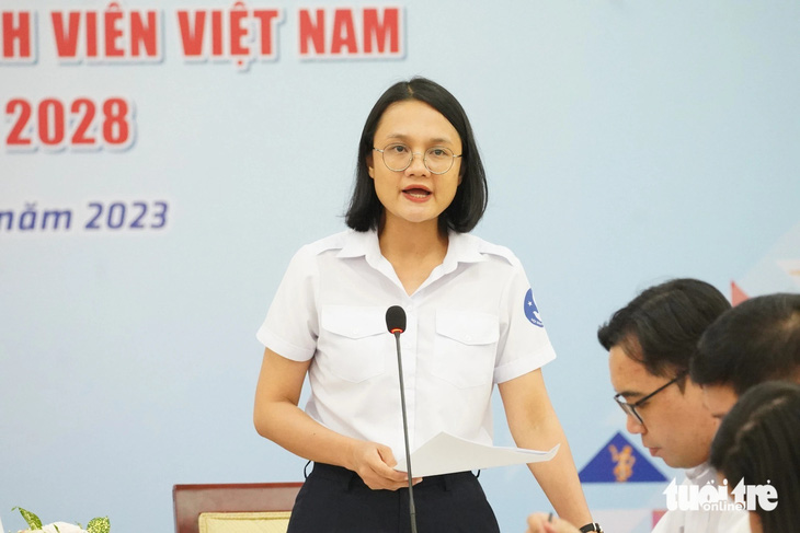 Chị Trần Thu Hà, phó bí thư Thành Đoàn, chủ tịch Hội Sinh viên Việt Nam TP.HCM - Ảnh: CÔNG TRIỆU