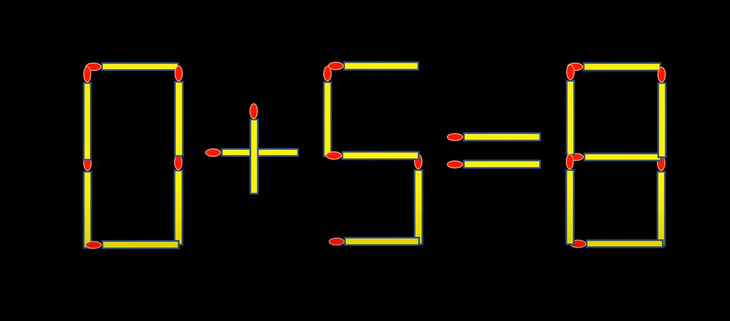 Thử tài IQ: Di chuyển một que diêm để 0+5=8 thành phép tính đúng- Ảnh 1.