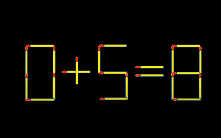 Thử tài IQ: Di chuyển một que diêm để 0+5=8 thành phép tính đúng