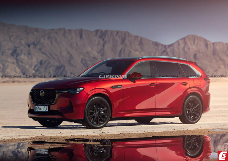 Dự đoán thiết kế hoàn chỉnh của Mazda CX-80 trước ngày ra mắt đầu 2024 - Ảnh: Carscoops