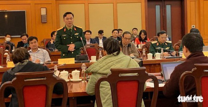 Cựu thượng tá Hồ Anh Sơn phát biểu tại buổi họp báo ra mắt kit xét nghiệm Việt Á - Ảnh: LAN ANH