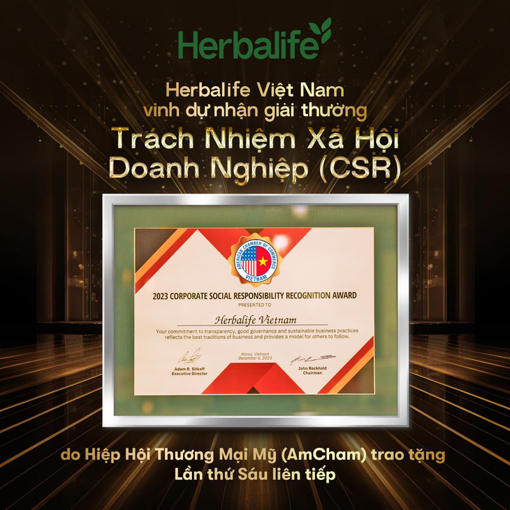 Herbalife Việt Nam được trao giải thưởng Trách Nhiệm Xã Hội Doanh Nghiệp lần thứ sáu- Ảnh 1.