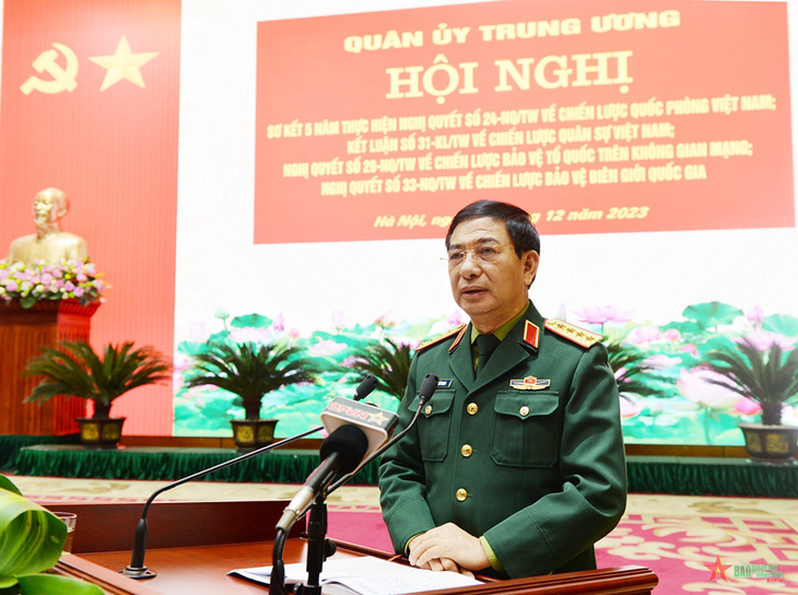 Đại tướng Phan Văn Giang phát biểu tại hội nghị - Ảnh: QĐND