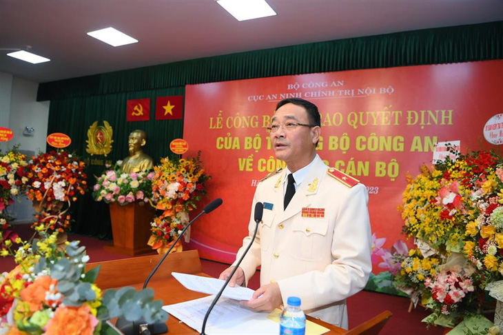 Thiếu tướng Phạm Thế Tùng phát biểu nhận nhiệm vụ - Ảnh: Bộ Công an