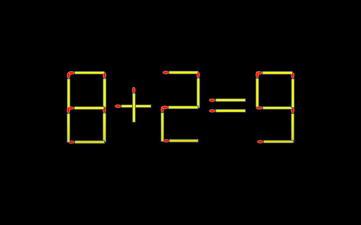 Thử tài IQ: Di chuyển một que diêm để 8+2=9 thành phép tính đúng