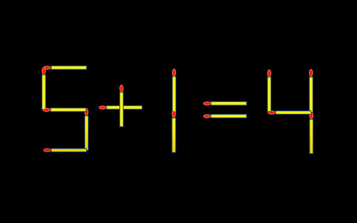 Thử tài IQ: Di chuyển một que diêm để 5+1=4 thành phép tính đúng