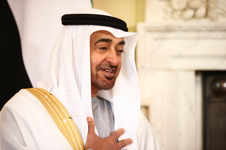 Tổng thống UAE Mohamed bin Zayed Al Nahyan trong buổi gặp gỡ cựu thủ tướng Anh Boris Johnson vào ngày 16-9-2021 - Ảnh: REUTERS