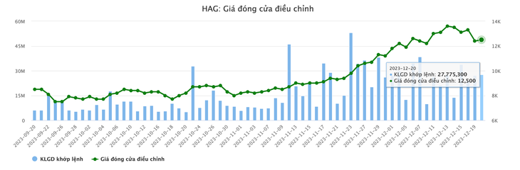Diễn biến giá cổ phiếu HAG gần đây - Dữ liệu: Vietstock